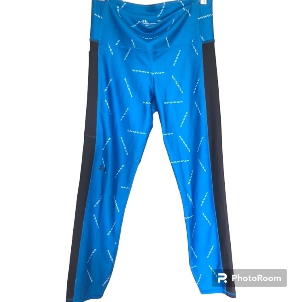 Under Armour Heat Gear High Rise Compression Leggings Blue Black Women’s Size M